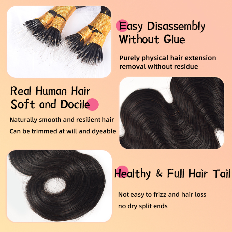Body Wave Plastic Tip Hair Extension Real Human Hair Hair Extensions Natural Colour Black 100g