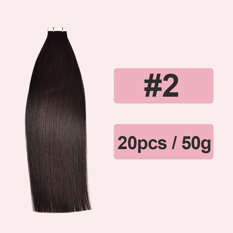 Colour Straight Tape in Hair Extensions Human Hair 20pcs 50g/pack Seamless Weft Hair RXHAIR
