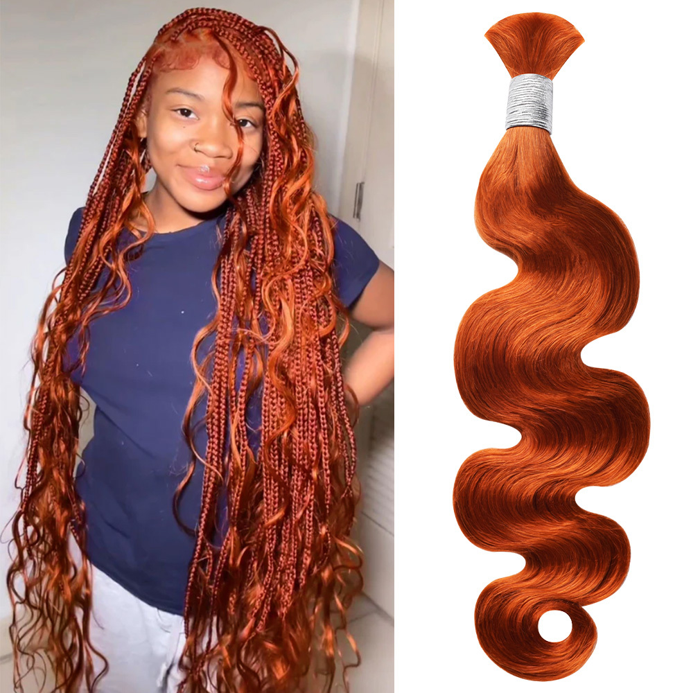 #350 Ginger Orange Body Wave Boho Braids Bulk Hair for Human Hair No Weft Color Braiding Hair RXHAIR
