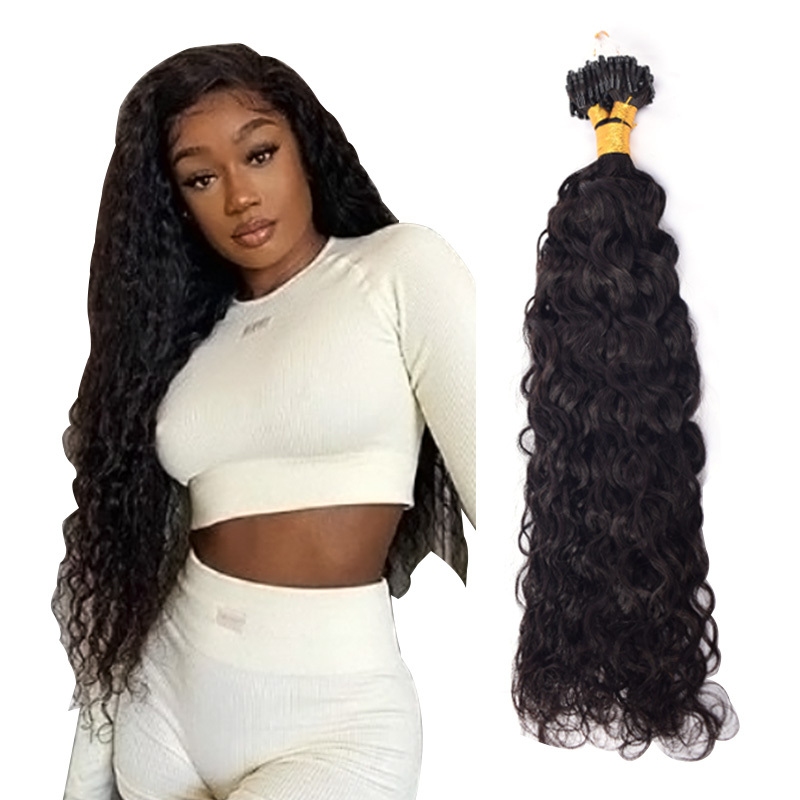 Italian Curly  Mirco Ring Hair Extension Real Human Hair Microlink Micro Link Bead Hair Extensions Natural Colour Black