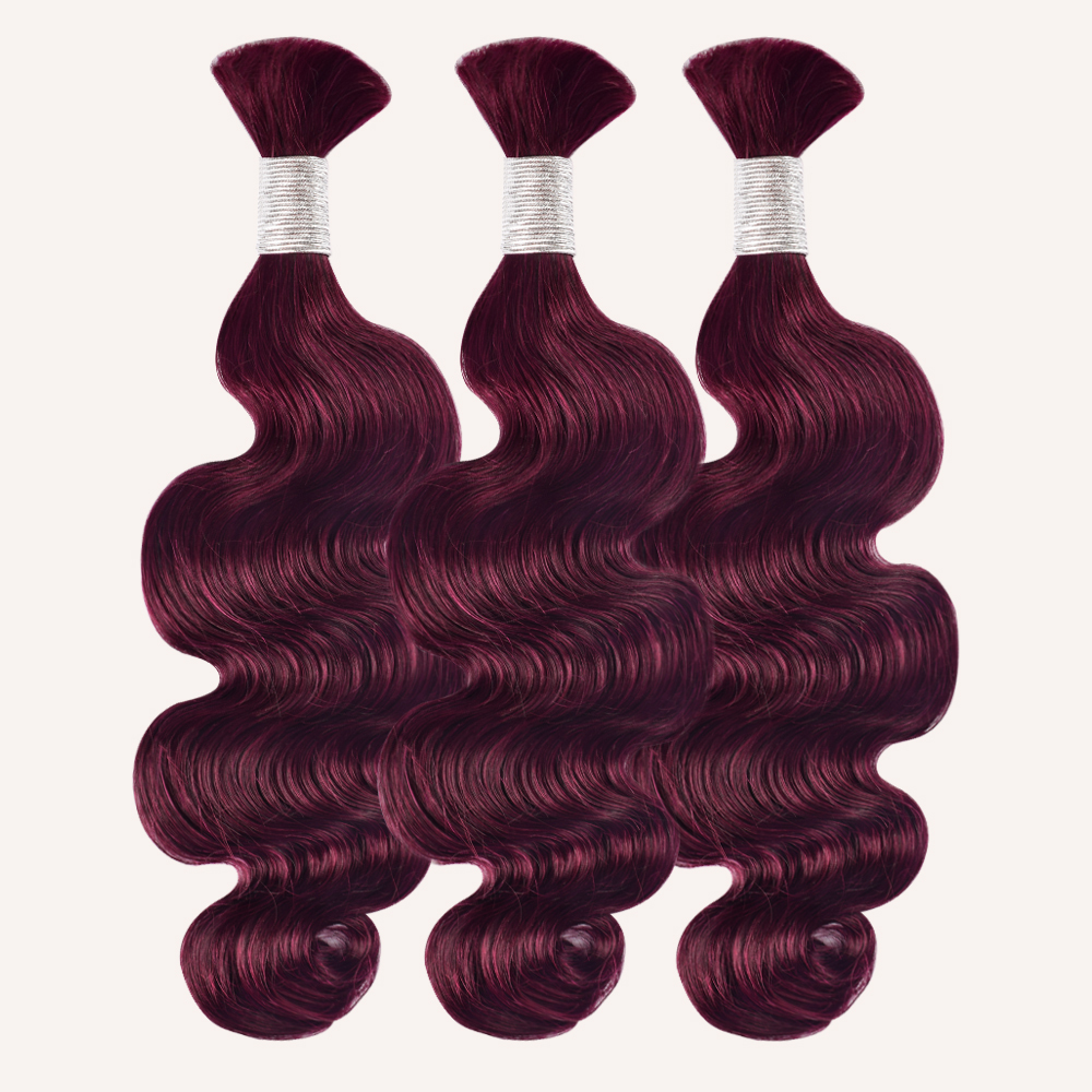 #99J Burgundy Boho Braids Body Wave No Weft Bulk Hair for Human Hair RXHAIR