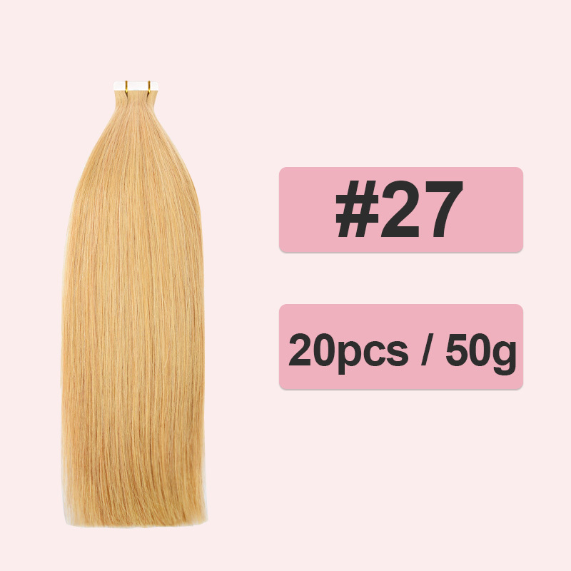 Color Straight Tape in Hair Extensions Human Hair 20pcs 50g/pack Seamless Weft Hair RXHAIR