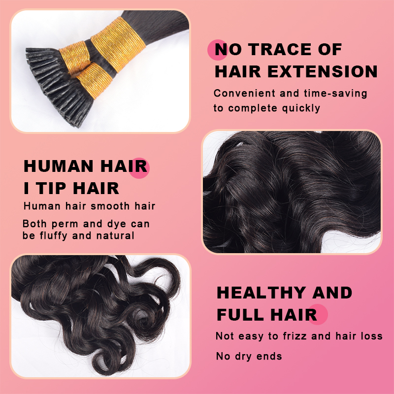 Loose Deep Wave I Tips Hair Extensions Human Hair Natural Black Itips Hair Extension For Black Women 100% Real Human Hair 100g