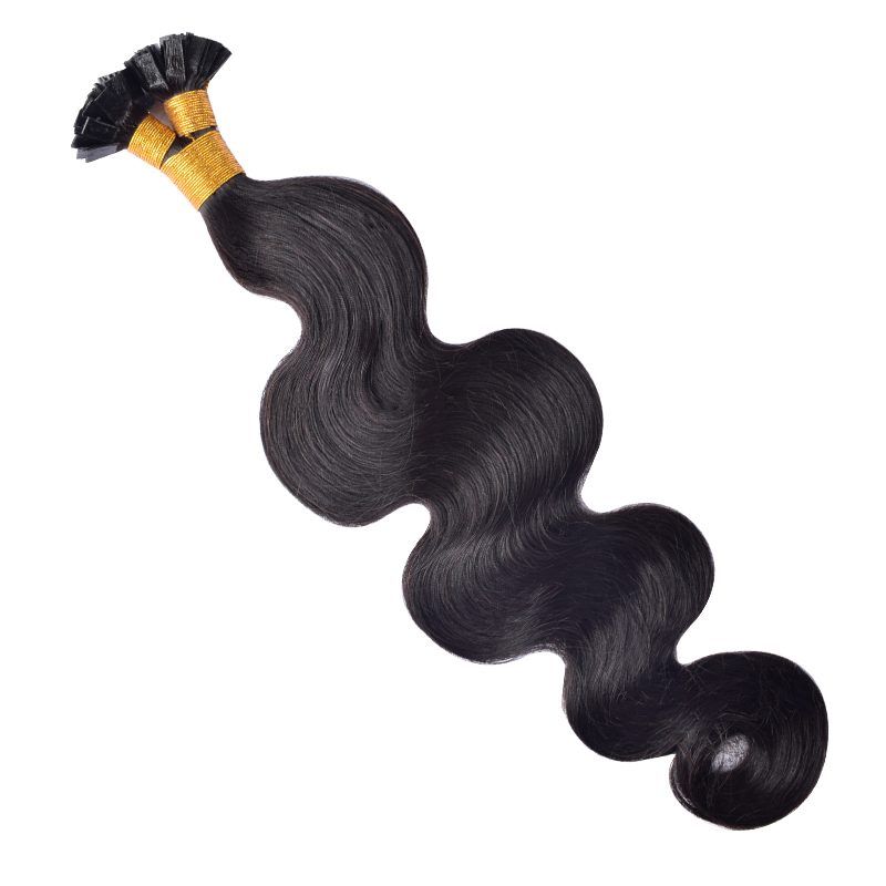 #1B Flat Tip Hair Extensions Human Hair Natural Color 100% Real Human Hair Brazilian Remy Flat Tips Hair for Women 100g
