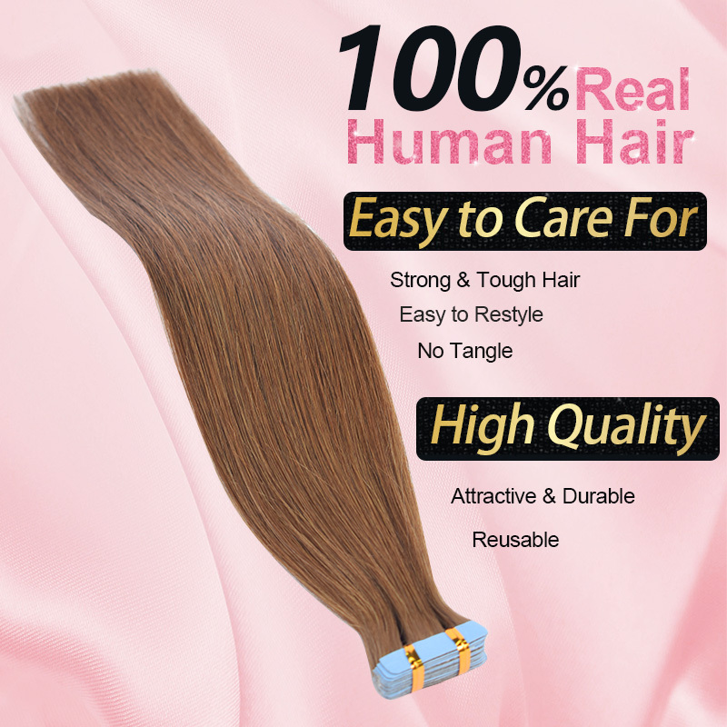 Colour Straight Tape in Hair Extensions Human Hair 20pcs 50g/pack Seamless Skin Weft Hair RXHAIR