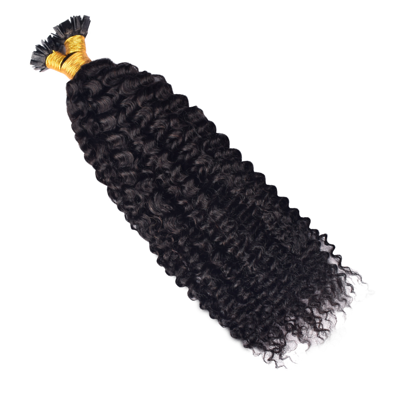 #1B Flat Tip Hair Extensions Human Hair Natural Color 100% Real Human Hair Brazilian Remy Flat Tips Hair for Women 100g