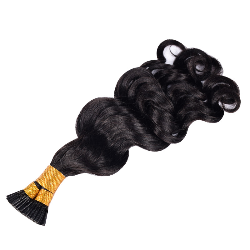 Loose Deep Wave I Tips Hair Extensions Human Hair Natural Black Itips Hair Extension For Black Women 100% Real Human Hair 100g