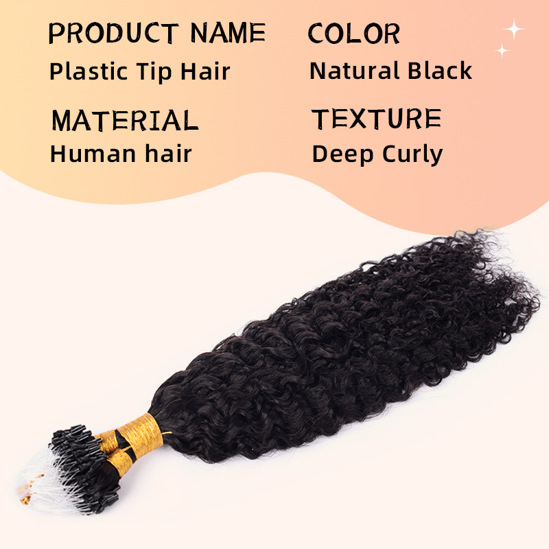 Deep Curly Mirco Ring Hair Extension Real Human Hair Microlink Micro Link Bead Hair Extensions Natural Colour Black