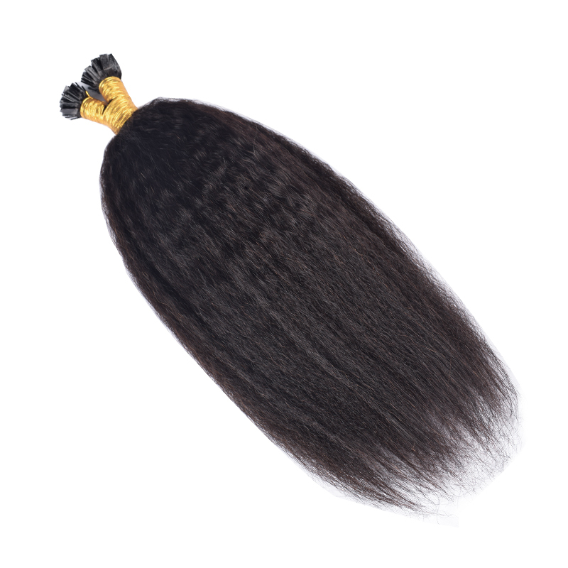#1B Flat Tip Hair Extensions Human Hair Natural Color 100% Real Human Hair Brazilian Remy Flat Tips Hair for Women 100g