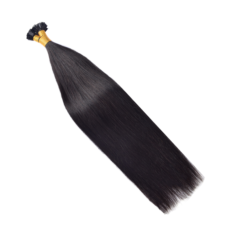 #1B Flat Tip Hair Extensions Human Hair Natural Color 100% Real Human Hair Brazilian Remy Flat Tips Hair for Women 100g