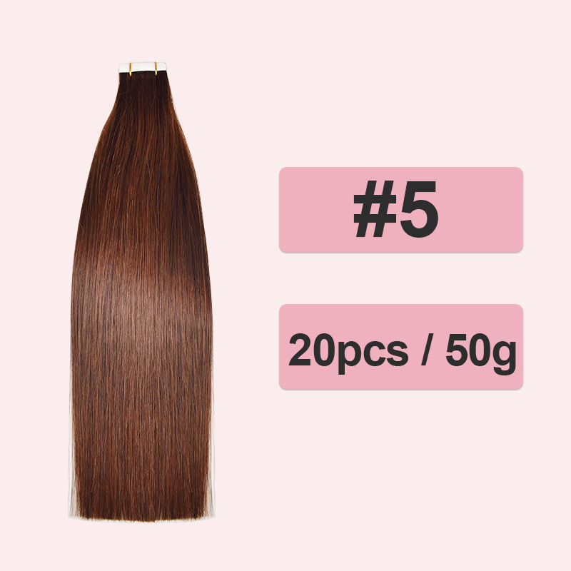 Colour Straight Tape in Hair Extensions Human Hair 20pcs 50g/pack Seamless Weft Hair RXHAIR