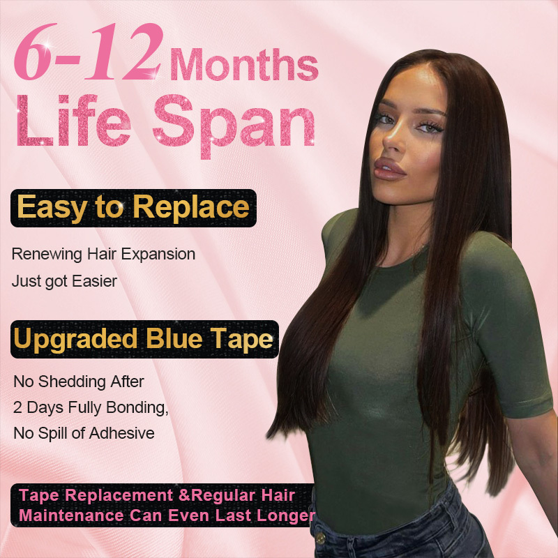 Colour Straight Tape in Hair Extensions Human Hair 20pcs 50g/pack Seamless Skin Weft Hair RXHAIR