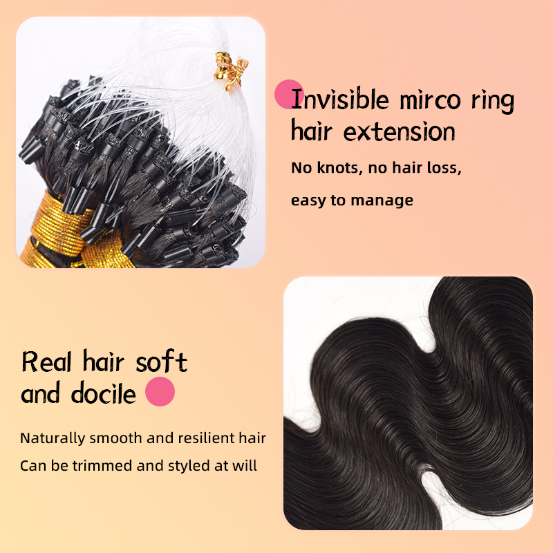 Body Wave Mirco Ring Hair Extension Real Human Hair Microlink Micro Link Bead Hair Extensions For Black Women