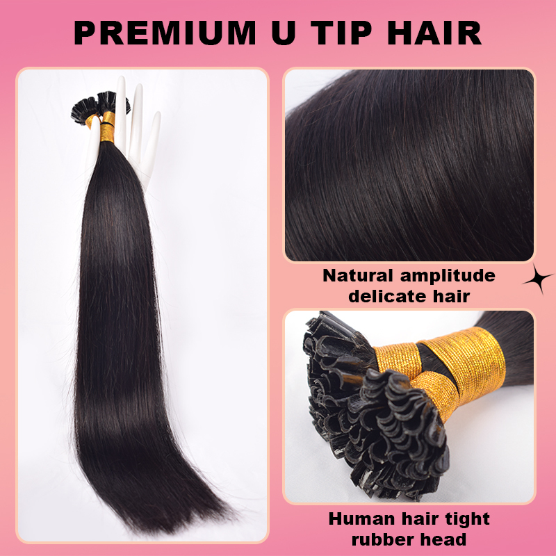 Straight U Tip Hair Extensions Real Human Hair 100g Natural Black Utip Hair Extensions Human Hair For Women