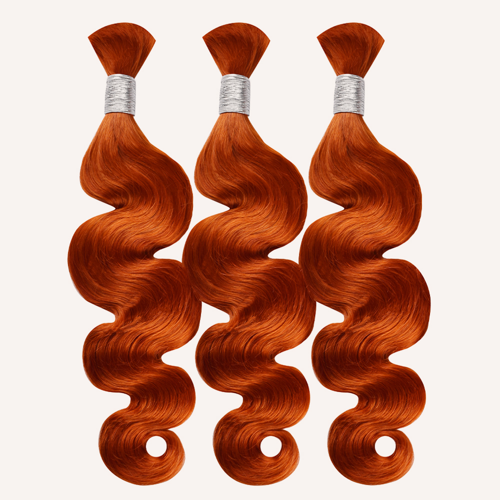 #350 Ginger Orange Body Wave Boho Braids Bulk Hair for Human Hair No Weft Color Braiding Hair RXHAIR