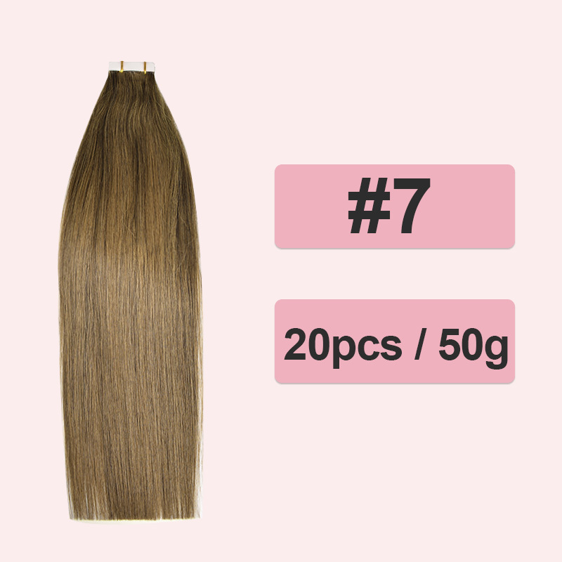 Colour Straight Tape in Hair Extensions Human Hair 20pcs 50g/pack Seamless Weft Hair RXHAIR