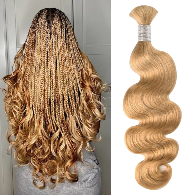 #27 Honey Blonde Boho Braids Body Wave No Weft Bulk Hair for Human Hair RXHAIR
