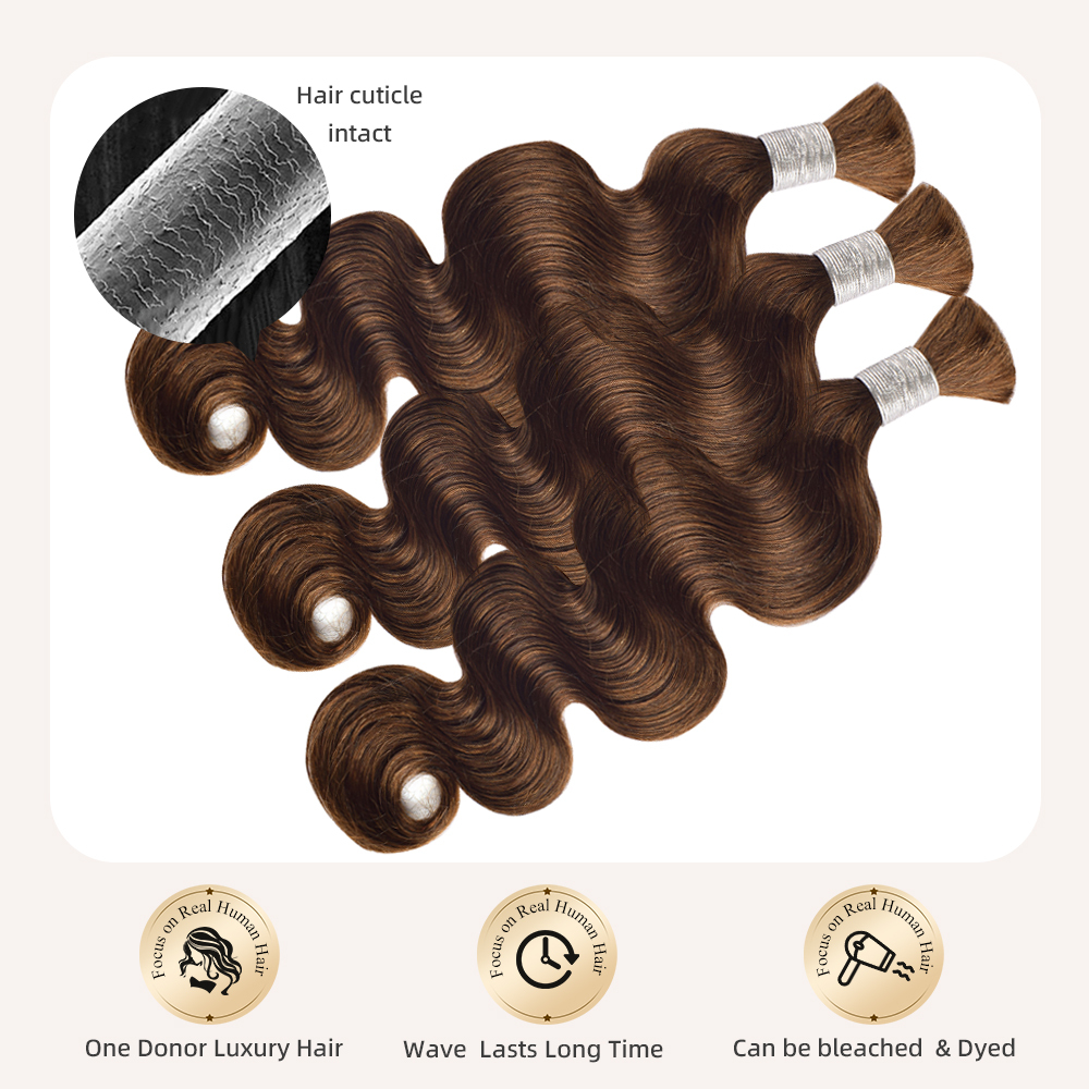 #4 Body Wave Boho Braids Bulk Hair for Human Hair No Weft Color Braiding Hair RXHAIR