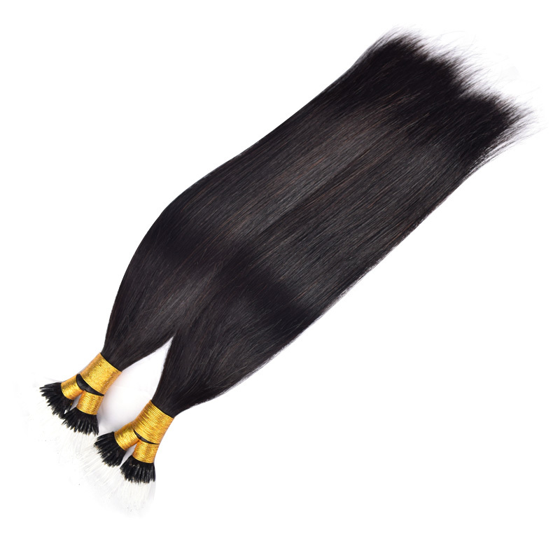 Straight Plastic Tip Hair Extension Real Human Hair Hair Extensions Natural Colour Black 100g
