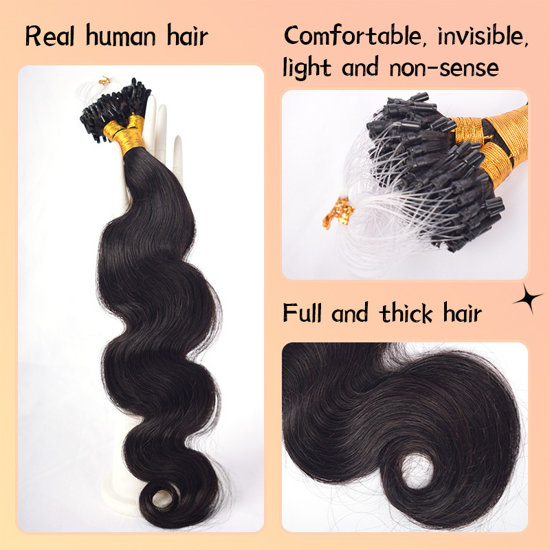 Body Wave Mirco Ring Hair Extension Real Human Hair Microlink Micro Link Bead Hair Extensions For Black Women