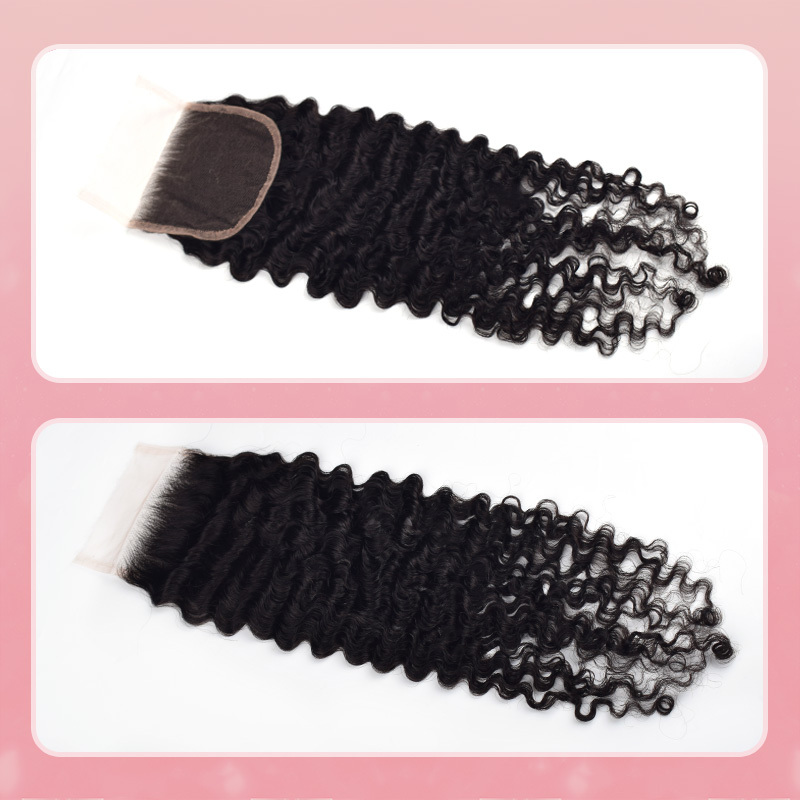 RXHAIR Burnese Curly #1B HD Lace Closure Transparnet Lace Human Hair