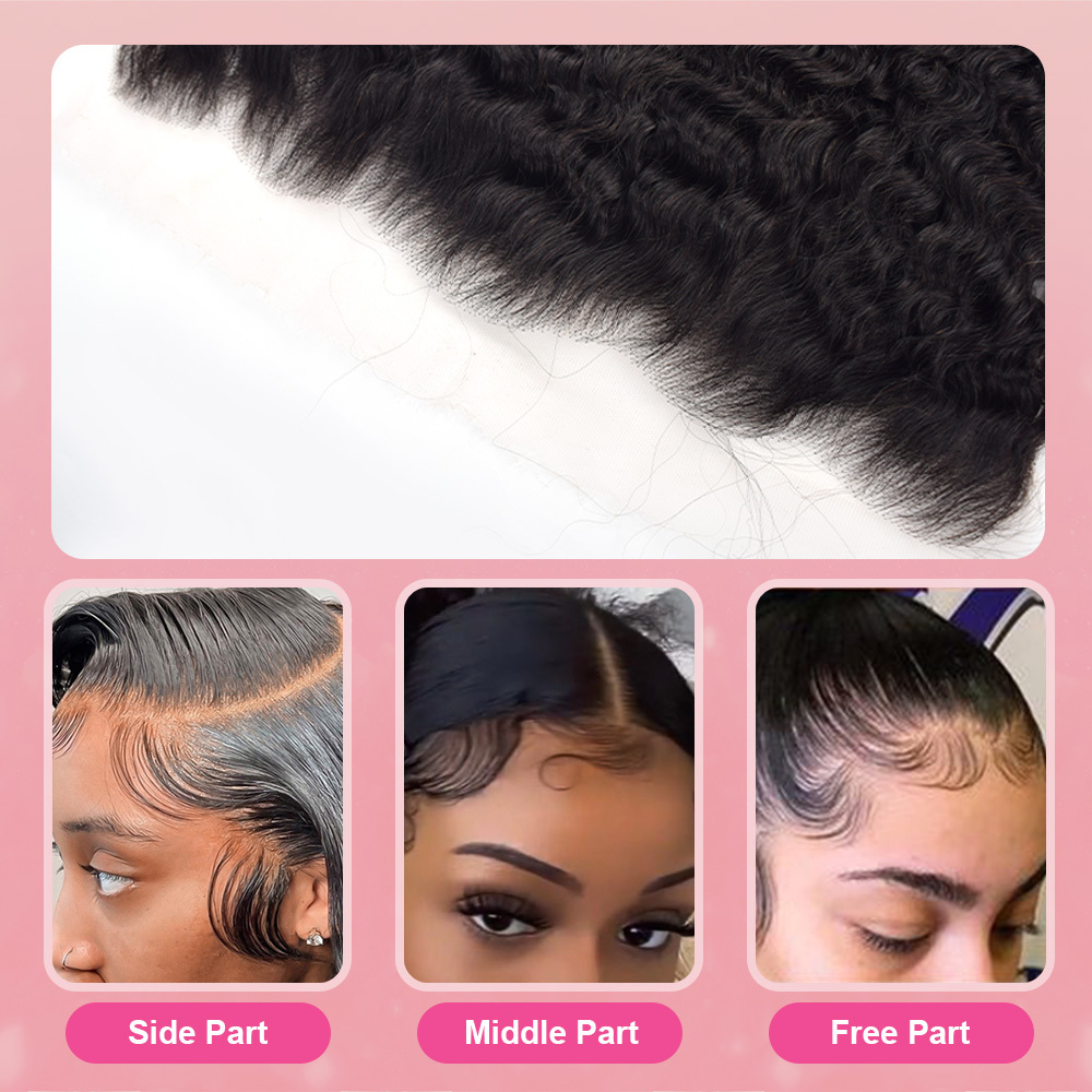 RXHAIR Burnese Curly #1B HD Lace Closure Transparnet Lace Human Hair