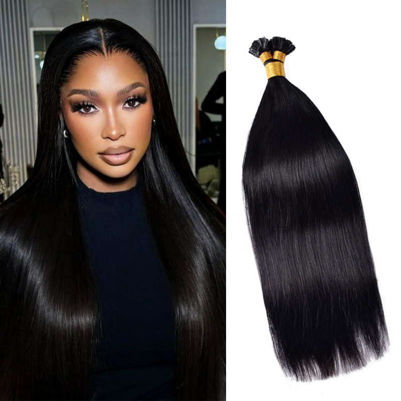 Straight V Tip Hair Extensions Real Human Hair 100g Natural Black Vtip Hair Extensions Human Hair For Women