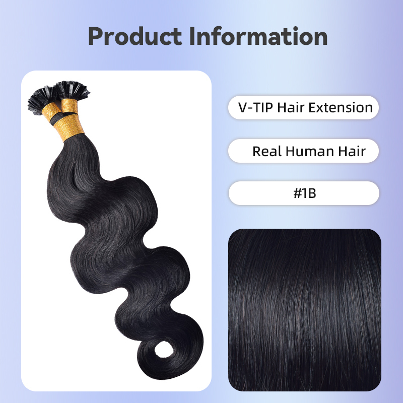 Body Wave V Tip Hair Extensions Real Human Hair 100g Natural Black Vtip Hair Extensions Human Hair For Women