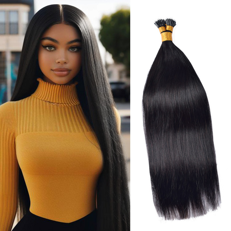 Straight Nano Ring Hair Extension Real Human Hair Extensions Natural Colour Black