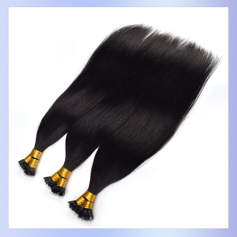 Straight Nano Ring Hair Extension Real Human Hair Extensions Natural Colour Black