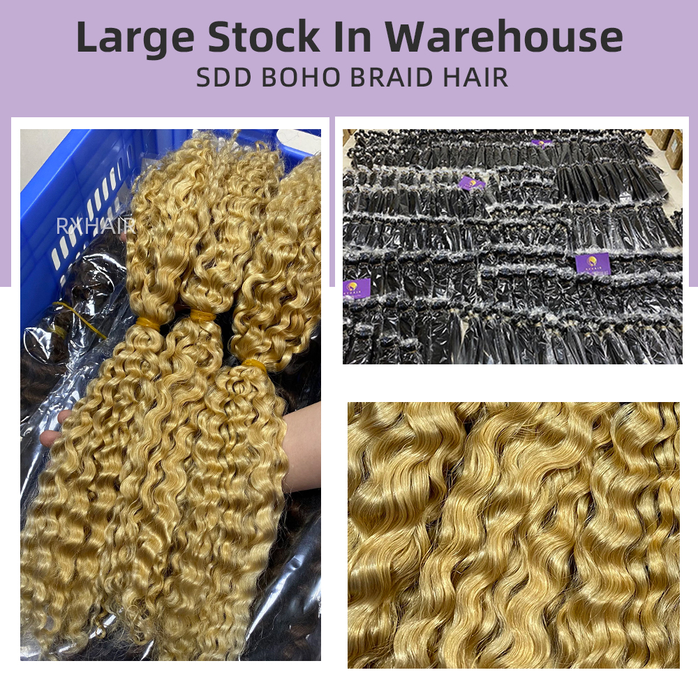 SDD boho braid hair super double drawn 3C4A  Burmese Curly  100% Virgin Human Hair Raw Hair