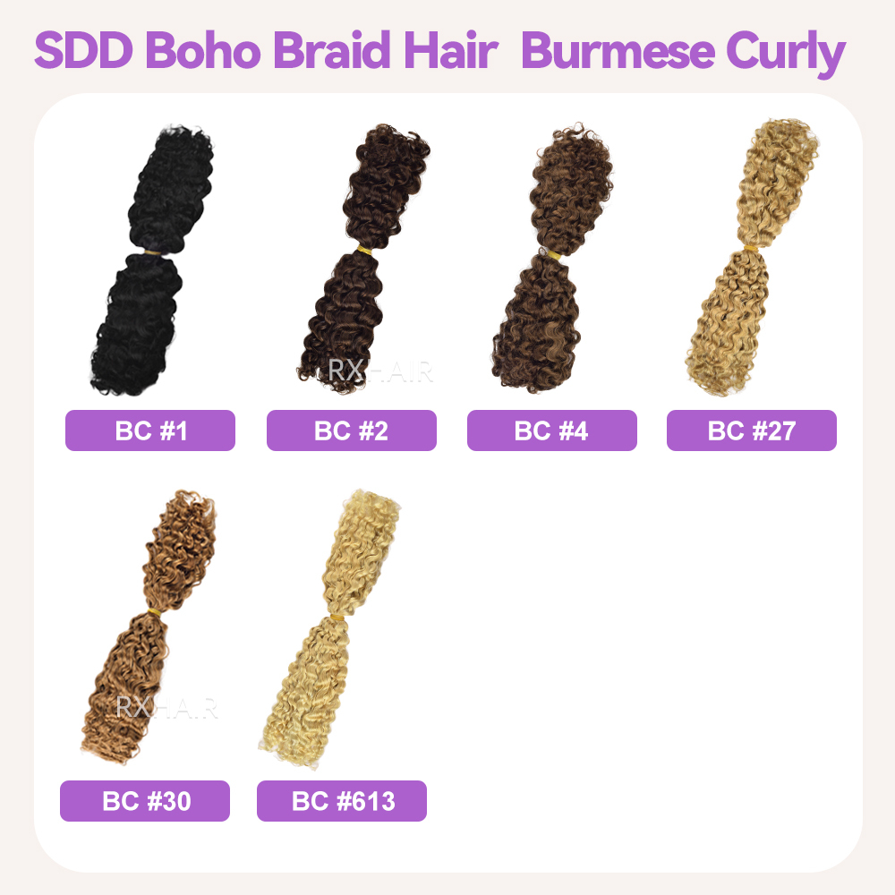 SDD boho braid hair super double drawn 3C4A  Burmese Curly  100% Virgin Human Hair Raw Hair