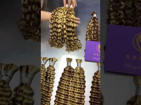 Boho braids Deep Wave mix 3 color hair bulk 100% real human hair Raw hair #4/27/30 #4/27/613 #27/30/613