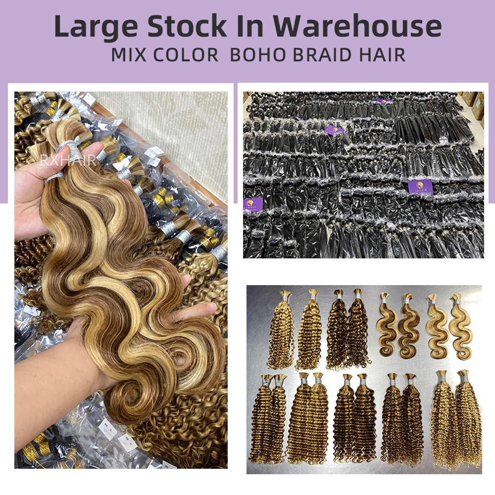 Mix 3 Color Body wave Hair | Boho Braid Human Hair Bulk Pack 100% human hair