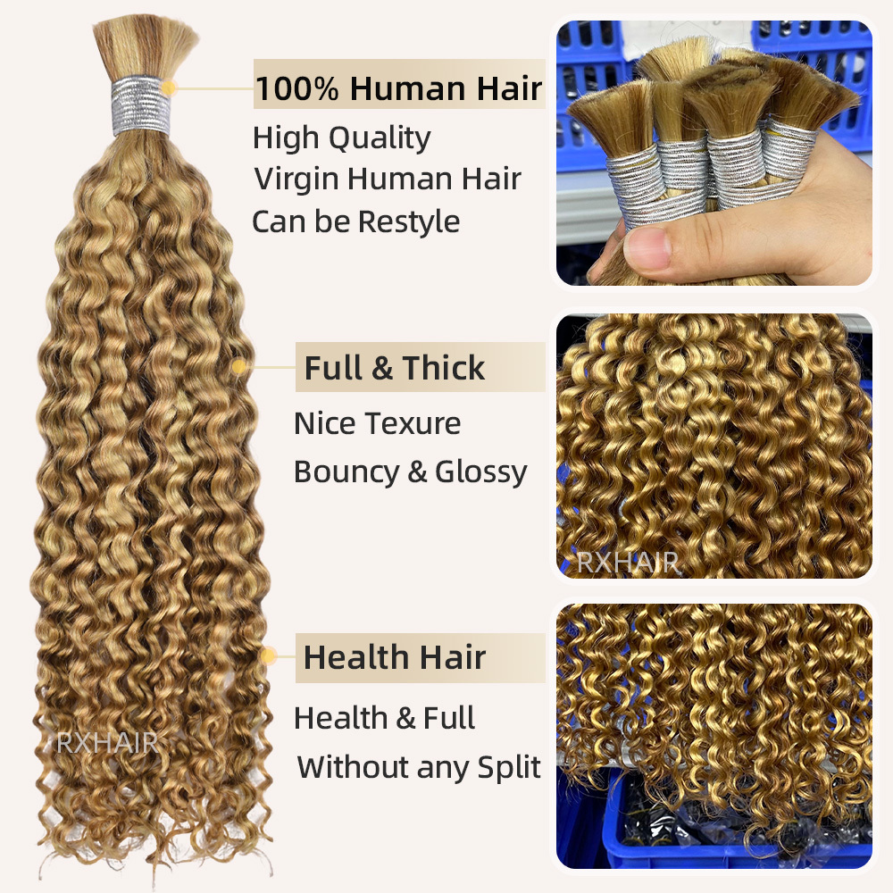 100% Human Hair Italian Curly Boho Braid | 3-Color Mix | #4/27/30  #27/30/613 Tri-Blend
