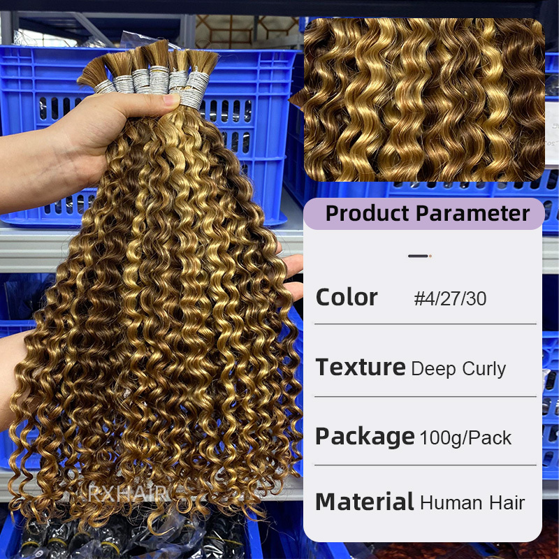 100% Human Hair Italian Curly Boho Braid | 3-Color Mix | #4/27/30  #27/30/613 Tri-Blend