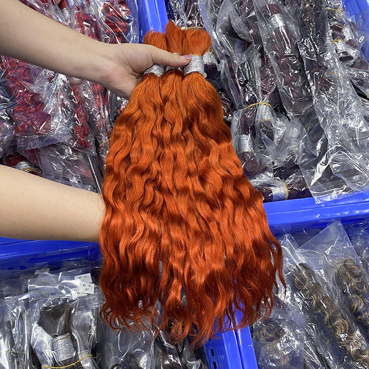 #350 Ginger Boho Braids Water Wave No Weft Bulk Hair for Human Hair RXHAIR