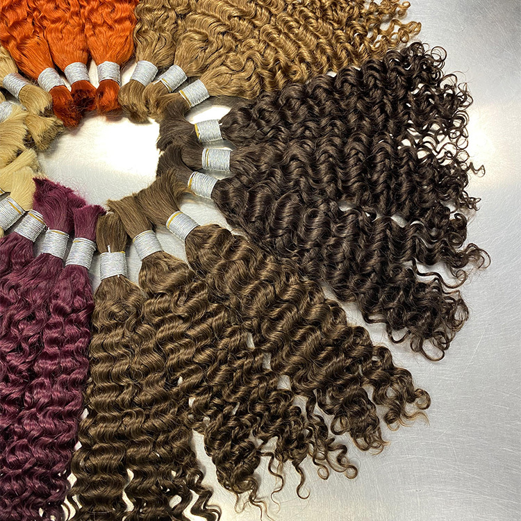 #2 Brown Boho Braids Italian Curly No Weft Bulk Hair for Human Hair RXHAIR