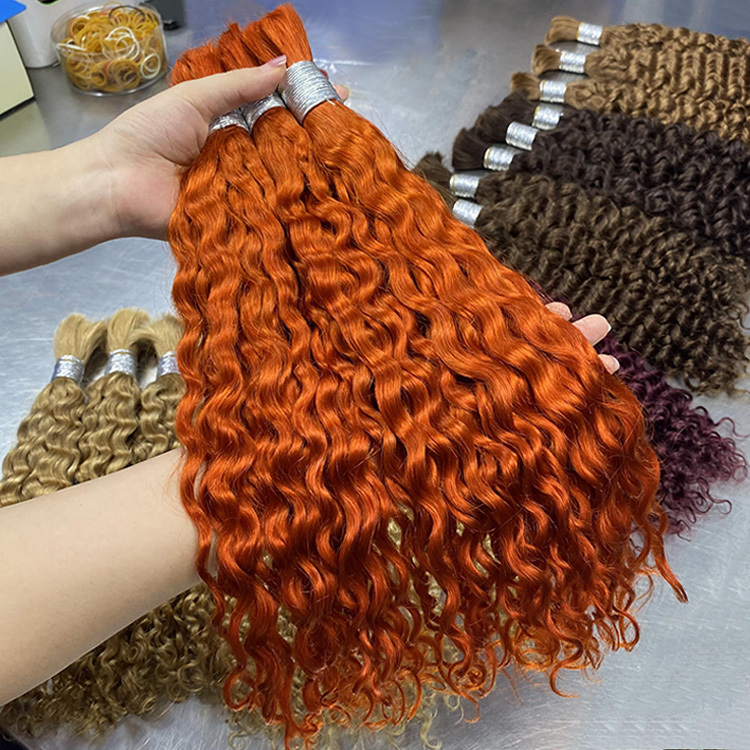 #350 Ginger Orange Boho Braids Italian Curly No Weft Bulk Hair for Human Hair RXHAIR