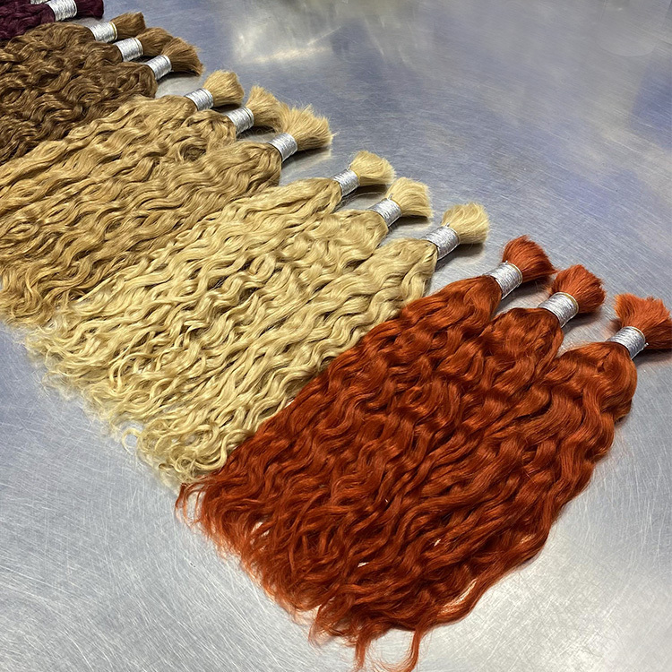 #27 Honey Blonde Boho Braids Water Wave No Weft Bulk Hair for Human Hair RXHAIR