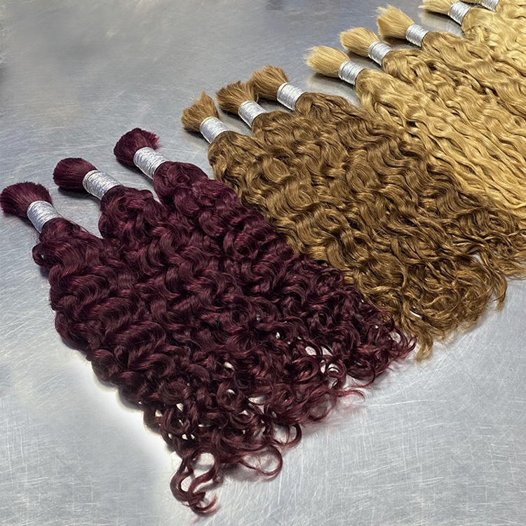 #99J Burgundy Boho Braids Water Wave No Weft Bulk Hair for Human Hair RXHAIR