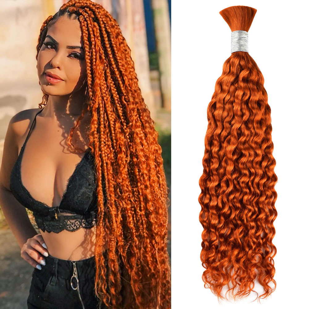 #350 Ginger Orange Boho Braids Deep Curly No Weft Bulk Hair for Human Hair RXHAIR