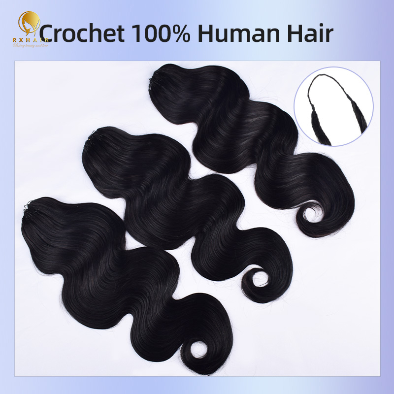 Crochet Braids Human hair crochet hair extensions #1b Body wave Pre Looped RXHAIR