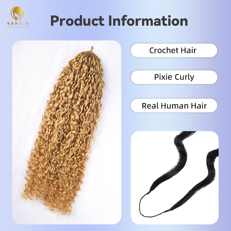 Pre-crochet braids human hair crochet hair extensions Pixie curly #27 #30 RXhair