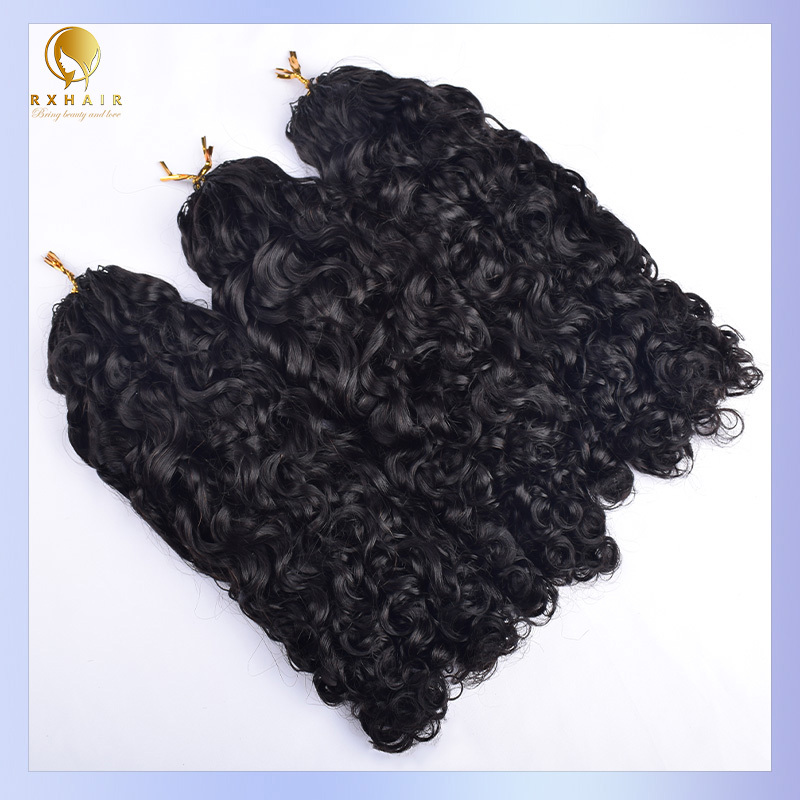 Crochet Hair Burmese Curly 3A  #1b  100% Human Hair Invisible Pre-crochet braids   RXHAIR