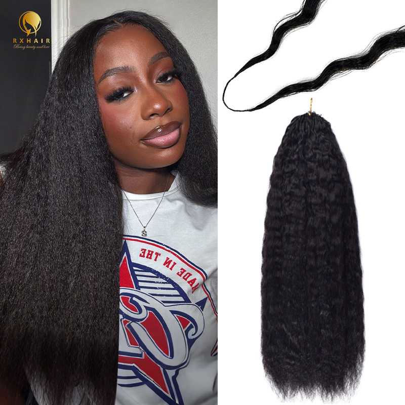 Crochet Hair Extensions Kinky Straight  Invisible crochet for black women #1b RXHAIR