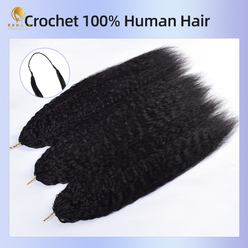 Crochet Hair Extensions Kinky Straight  Invisible crochet for black women #1b RXHAIR