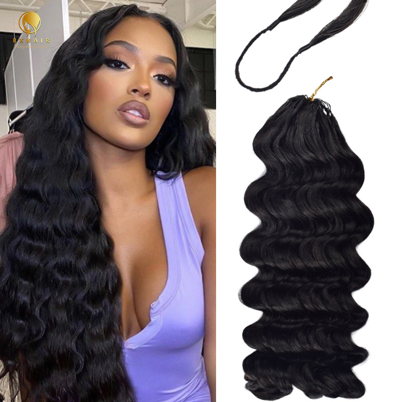 Pre-crochet braids Loose Deep Wave #1b 100% human hair RXHAIR