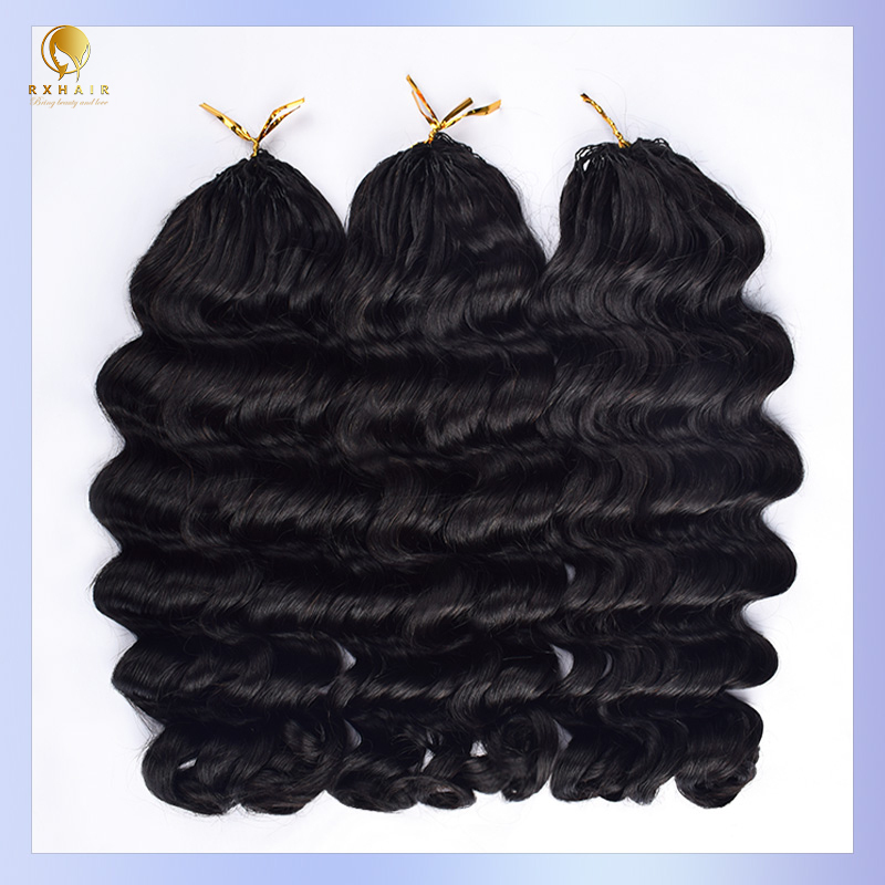 Pre-crochet braids Loose Deep Wave #1b 100% human hair RXHAIR