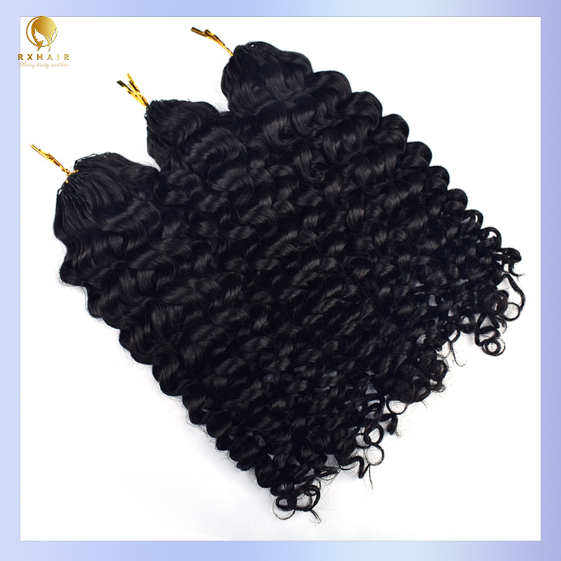 Pre Looped Deep Curly Crochet Braids Human Hair #1B Natural Black RXHAIR